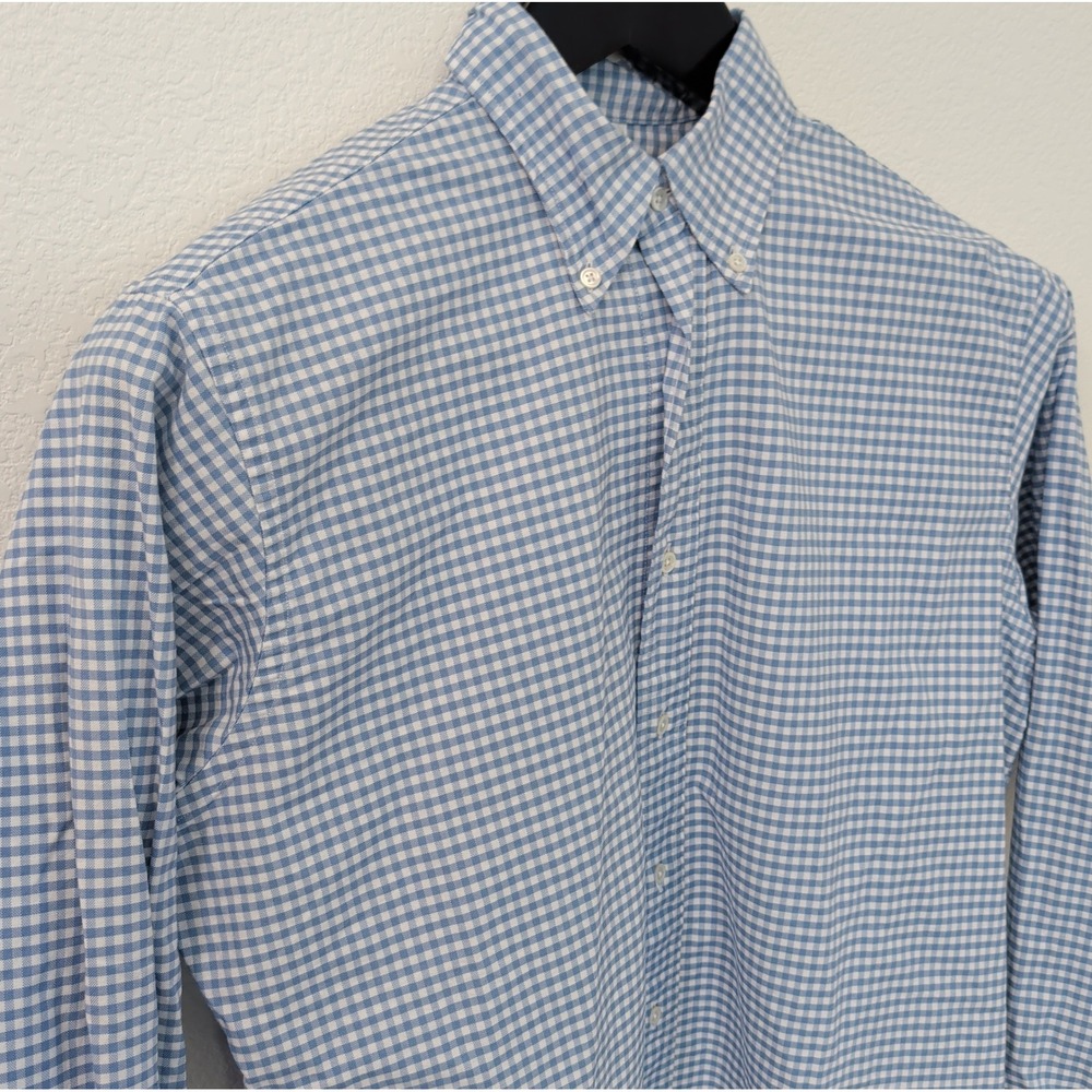 Brooks Brothers Mens Regent Fit 16-34 Blue Gingham Supima Cotton Button Down